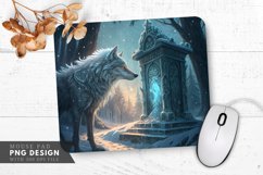 Frosty Mane Wolf by Ancient Ice Altar Mouse Pad PNG Design Product Image 1