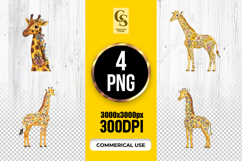 Watercolor Floral Giraffe Clipart Sublimation PNG Product Image 1