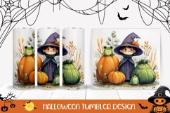Watercolor Witch Tumbler, Cartoon Halloween Tumbler Design Product Image 1