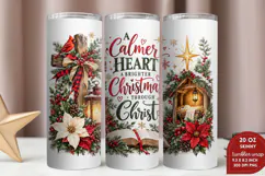 Christian Christmas 20oz Tumbler Wrap, Calmer Heart Christma Product Image 2