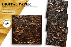 Flower Tooled Leather Western Background Wall Art Wallpaper Product Image 1