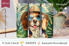 Summer Dog Tumbler Wrap Design, Beagle In Sunglasses Tumbler Product Image 1