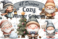 Watercolor Winter Gnome Clipart, Cute Gnome Christmas PNG Product Image 1