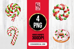 Candy Cane Sweet Treat Clipart Sublimation PNG Product Image 1