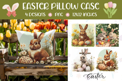 Watercolor Easter Pillow PNG, Easter Bunny Pillow Designs Product Image 1