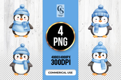 Cute Winter Penguin Clipart Sublimation PNG Product Image 1