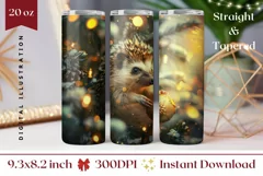 Winter Hedgehog Tumbler Wrap, Christmas Tumbler Sublimation Product Image 1