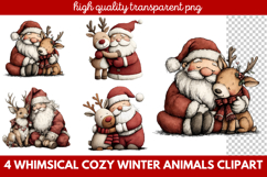 Whimsical Cozy Winter Animals Clipart | Cute Winter Wildlife Product Image 1
