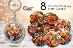 Glitter flowers | Car coaster &amp; key chain sublimation design Product Image 1