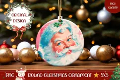 Vintage Santa Claus Ornament, Christmas Round Ornament Product Image 1