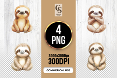 Cute Baby Sloth Animal Clipart Sublimation PNG Product Image 1