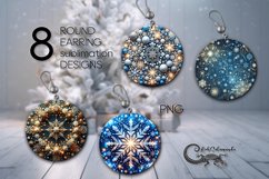 Christmas snowflake | 8 xmas Round earring Sublimation Product Image 1