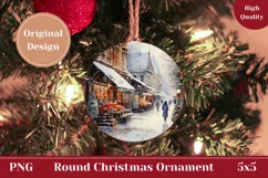 Watercolor Christmas City Ornament, Christmas Product Tag Product Image 1