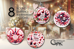 Wine inscriptions | Round earring sublimation design Product Image 1