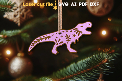 Dinosaur Christmas Ornament SVG laser cut file for Glowforge Product Image 1