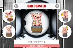 Car Coaster Pig Beer Day Product Image 1