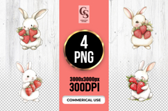 Cute Bunny Strawberry Clipart Sublimation PNG Product Image 1