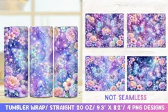 Glitter Butterfly 20 OZ Skinny Tumbler Wrap Sublimation Png. Product Image 1