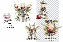 Christmas, Angels, Ephemera, PNG, watercolor, Clipart Product Image 1