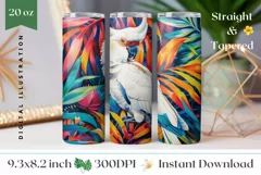 Cockatoo Tumbler Wrap Design, Tropical Birds Tumbler PNG Product Image 1