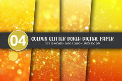 Golden Glitter Bokeh Digital Paper Product Image 1