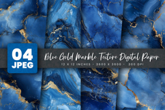 Blue Gold Marble Texture Digital Paper Product Image 1