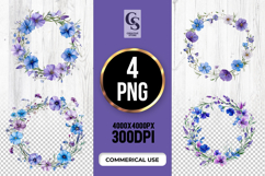 Blue Lavender Floral Wreath Clipart PNG Product Image 1