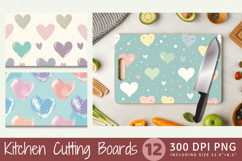 Cute Pastel Hearts Cutting Boards sublimation Design Product Image 1
