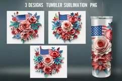 3D Patriotic Flowers Tumbler Sublimation Designs Product Image 1