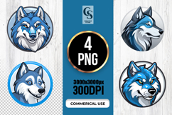 Blue Wolf Head Logo Mascot Sublimation PNG Product Image 1