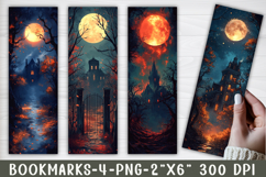 Haunted Houses Printable Bookmarks, 4 Bookmark Design Product Image 1
