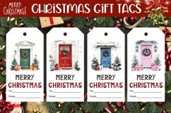 Christmas Door Gift Tag Design, Christmas Gift Tag Printable Product Image 1