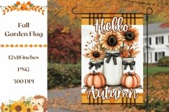 Welcome Garden Flag Print, Pumpkins Sublimation Garden Flag Product Image 1