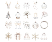 White Christmas Clipart, Vintage PNG Product Image 2