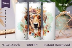 Watercolor Dog Tumbler Sublimation, Dog Tumbler Wrap PNG Product Image 1