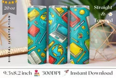 Art School Tumbler Wrap Design, Student Tumbler Sublimation Product Image 1