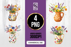 Floral Pitcher Clipart Sublimation PNG Product Image 1