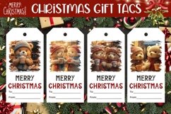 Winter Gift Tag Printable, Cartoon Christmas Bear Gift Tag Product Image 1