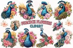 Peacock Flowers Clipart Product Image 1