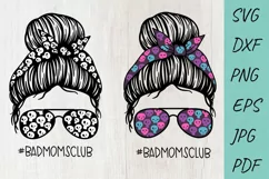 Mom life svg, Bad Moms Club, Mom Messy Bun svg,Skulls Product Image 1
