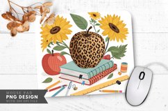 Vibrant Leopard Print Apple Sunflowers Mouse Pad PNG Design Product Image 1