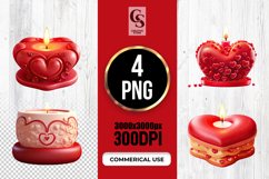 Romantic Heart Candle Illustration Clipart Sublimation PNG Product Image 1
