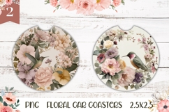 Floral Wreath Car Coaster, Spring Flowers Round Coasters Product Image 1