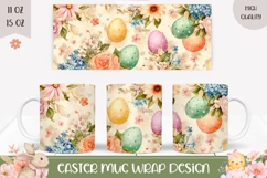 Watercolor Easter Eggs Mug Design, Easter Mug Template Product Image 1