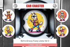 Car Coaster Retro Funny Llama Product Image 1