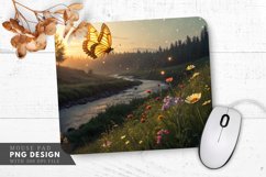 Golden Butterfly Over a Meadow Mouse Pad PNG Design Product Image 1