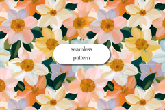 Pastel Daffodil Seamless Pattern Spring Floral Digital Paper Product Image 1