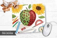 Leopard Spotted Apple with Sunflowers Mouse Pad PNG Product Image 1
