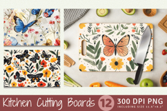 Flowers and Butterflys Cutting Boards sublimation Design Product Image 1
