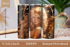 Leo Zodiac Sign Tumbler Wrap Sublimation Design 20 oz Product Image 1